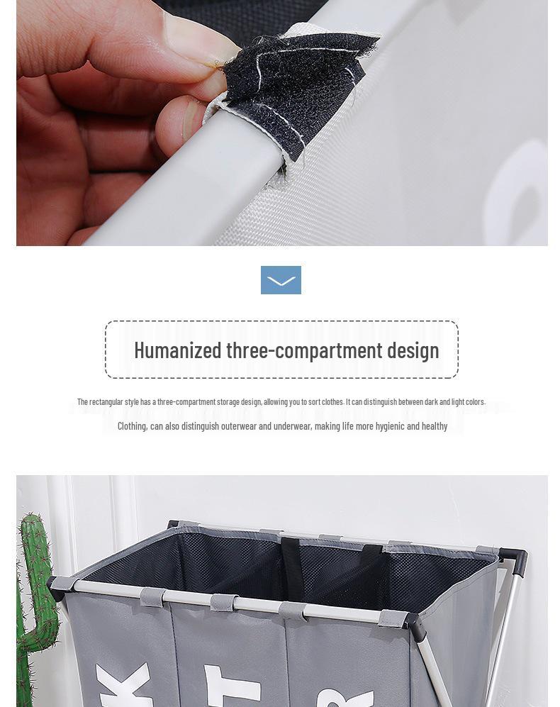 Shushi Oxford Cloth Waterproof Laundry Basket with Compartments and Foldable Design