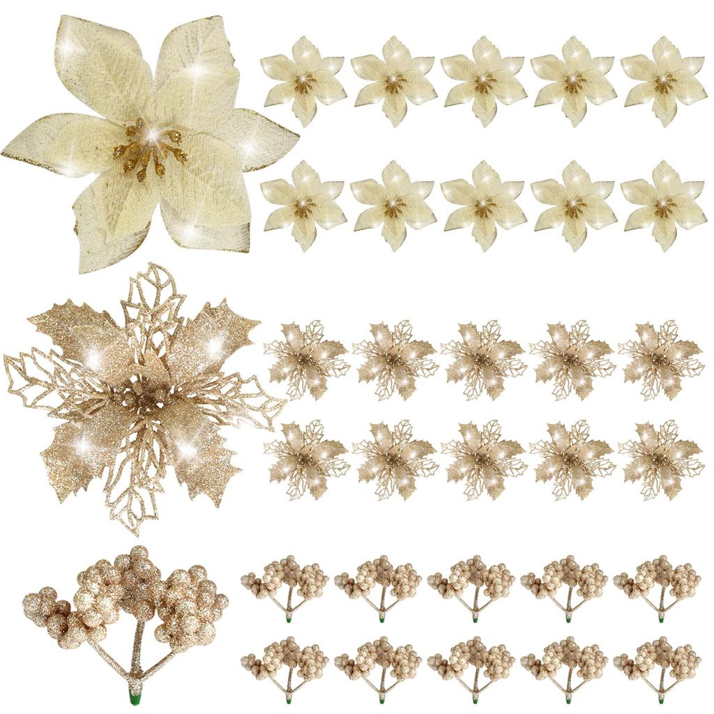 Ucouper Vánoční ozdoba na stromeček dekorace Umělé květiny Balení 30 ks vánočního věnce