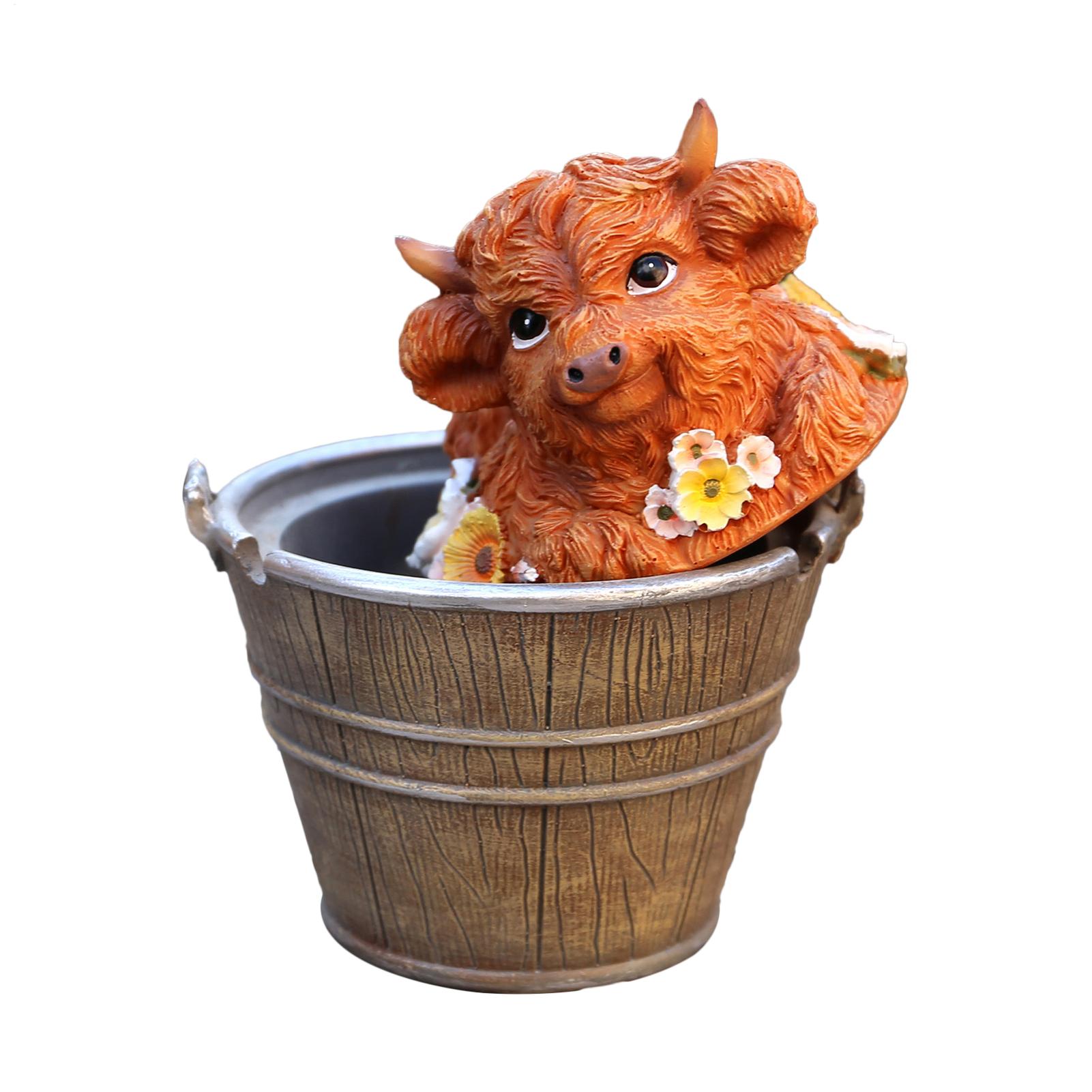 

Resin Highland Cow Figurine Cute Highland Cow Sculpture Decorative Desktop Ornament For Shelf Lockers Garden Porch Yard China Mainland