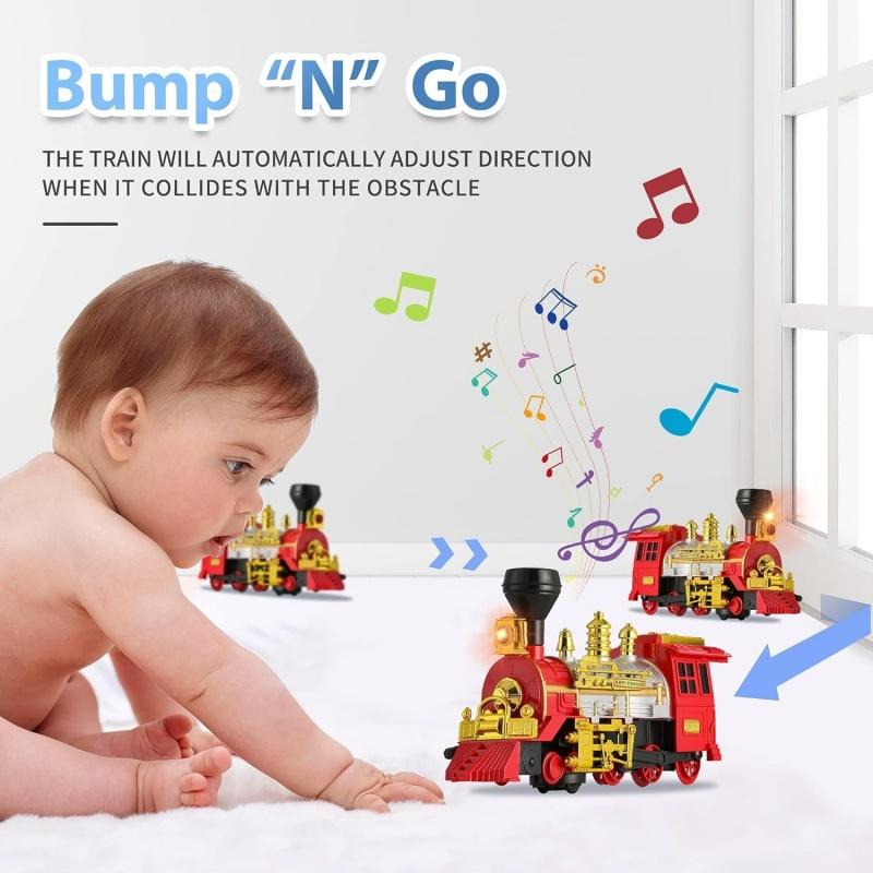 Train Plaything For Toddlers Electric Steam Locomotive With Smoke, Light & Sound, Toddler Plaything Trucks Ideal Present For Kids