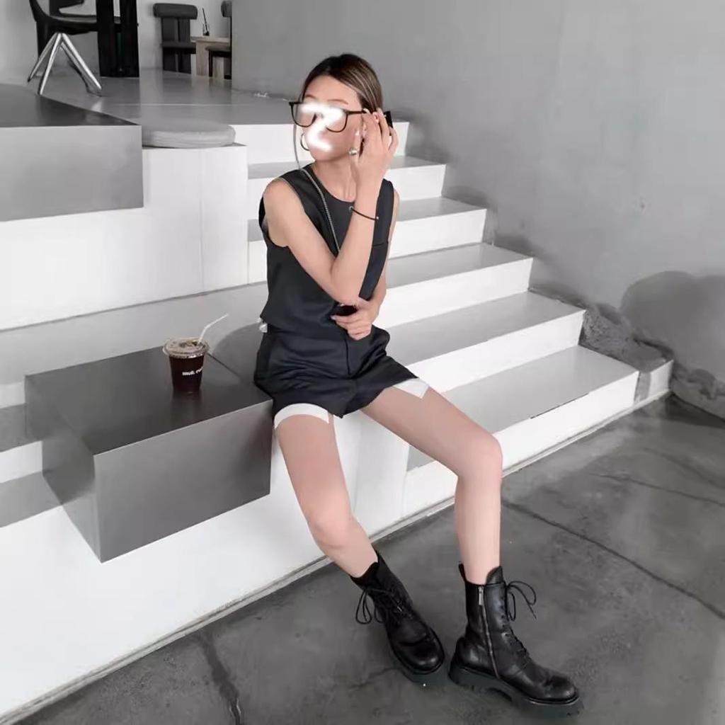 Stylish Raw Edge Patch Pocket Sleeveless Two-Piece Vest