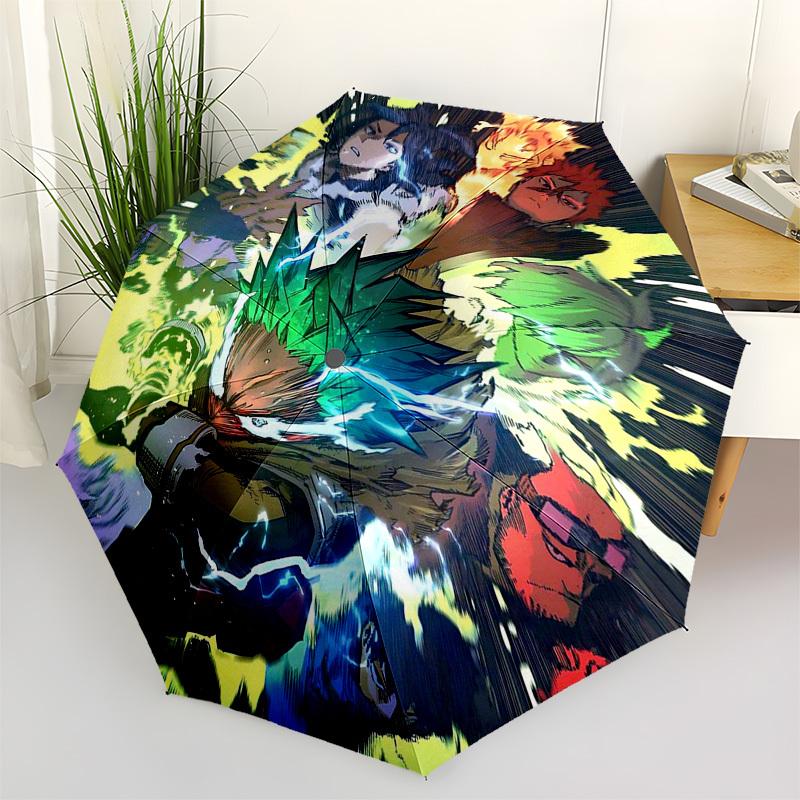 

1pc Boku no Hero Academia Outdoor Umbrella - Automatic Opening/Closing, Portable 3-Fold Design with 8-Bone Iron Frame, Perfect Gift for Fans, Traveler