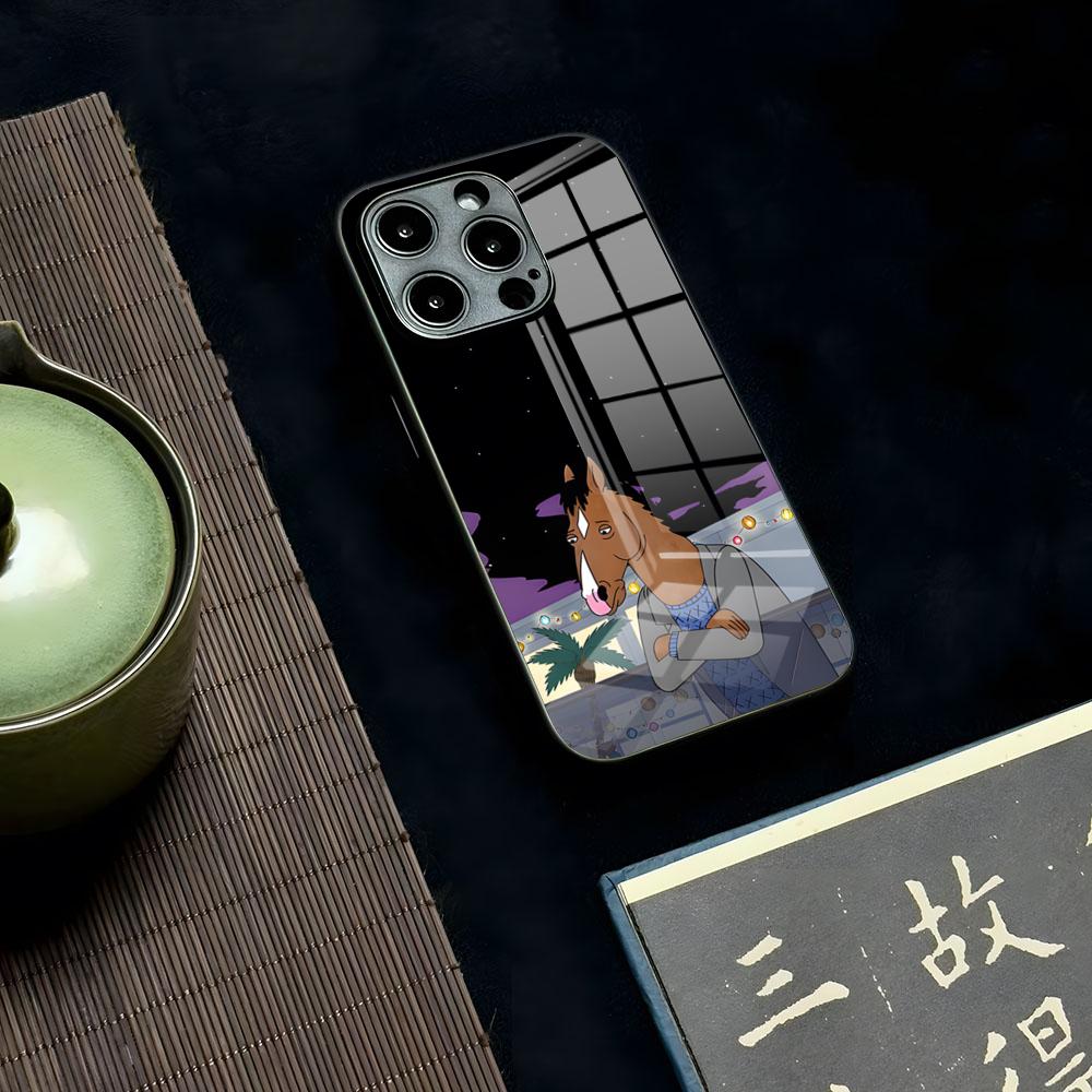 Cartoon B-boJack Horsemans Phone Case For Iphone 16 15 13 12 14 11 Pro Max Mini X Xr Xs 8 7 Puls 6 Glass Transparent Luxury Coqu