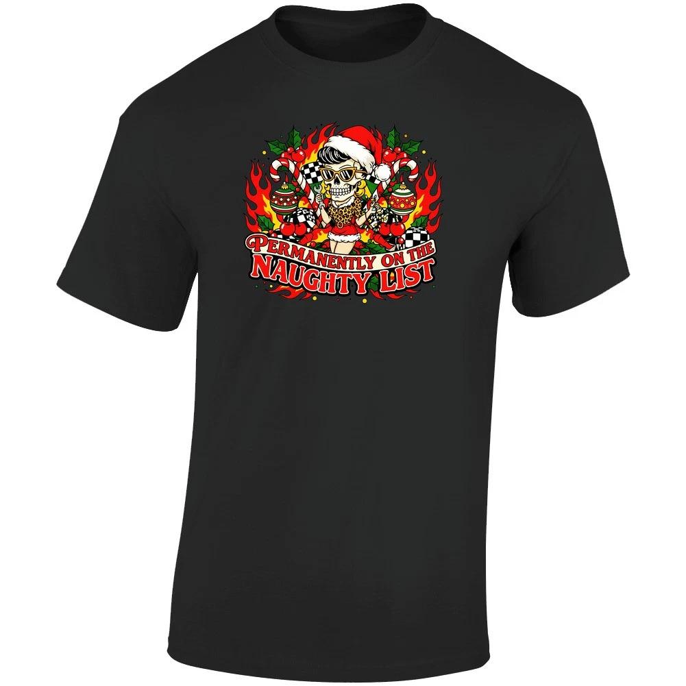 Naughty List T-shirt Retro Christmas Tee Rockabilly Kustom Kulture Funny 3XL