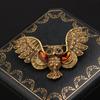 Luxury Rhinestone Owl Shape Pin Temperament Ancient Bronze Owl Corsage Vintage Owl Brooch  Women