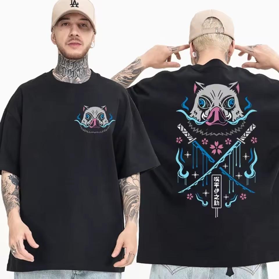 

Men s Anime Demon Slayer Fitness T-Shirt 3D Printing XS чорний
