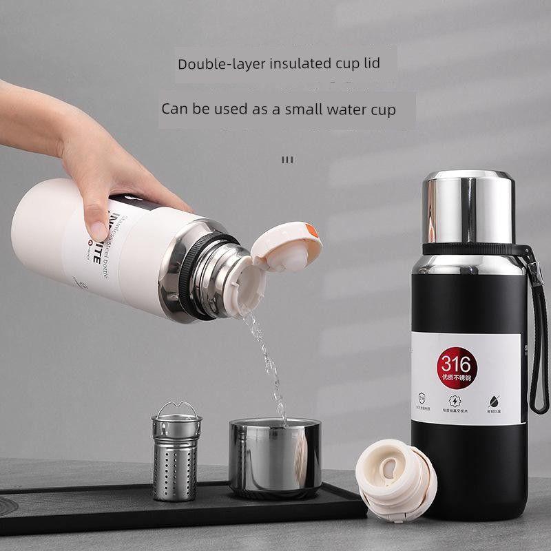 Large-Capacity Thermos Cup 316 Stainless Steel Outdoor Portable Tea Brewing Kettle High-End Simple Portable Tea Brewing Travel Kettle