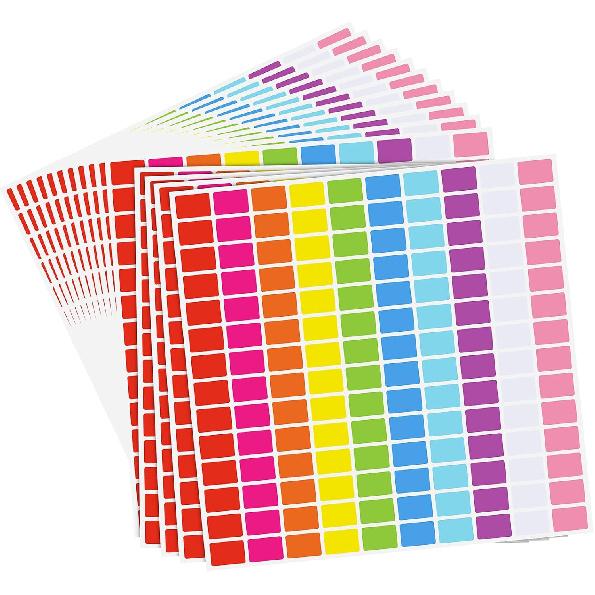 Tallew 2800Pieces 10 Color Coding Labels Rectangle Colored Stickers Assorted Removable Stickers for Classrooms Offices Labeling Marking(0.5" X 0.75")