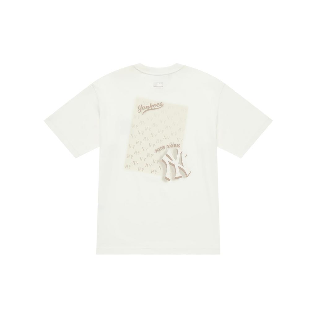 New MLB MONOGRAM Collection New York Yankees FW25 T Shirt Unisex White 3ATSM0554-50IVS