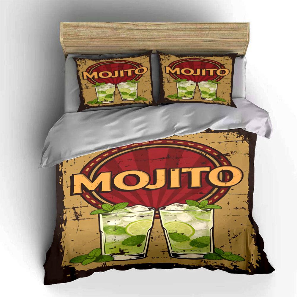 Mojito Text, Lime Glass Bedding Sets Duvet Cover Sets Duvet Covers Pillowcases(1 * Duvet Cover 2 * Pillowcases Without Duvet Insert)