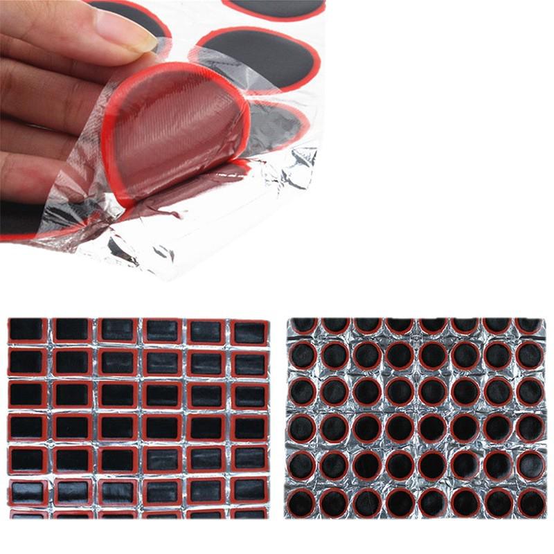 Mountain Bike Tire Repair Kit: 48 Square & Round Patches (25mm) for Cycling & Car Repairs