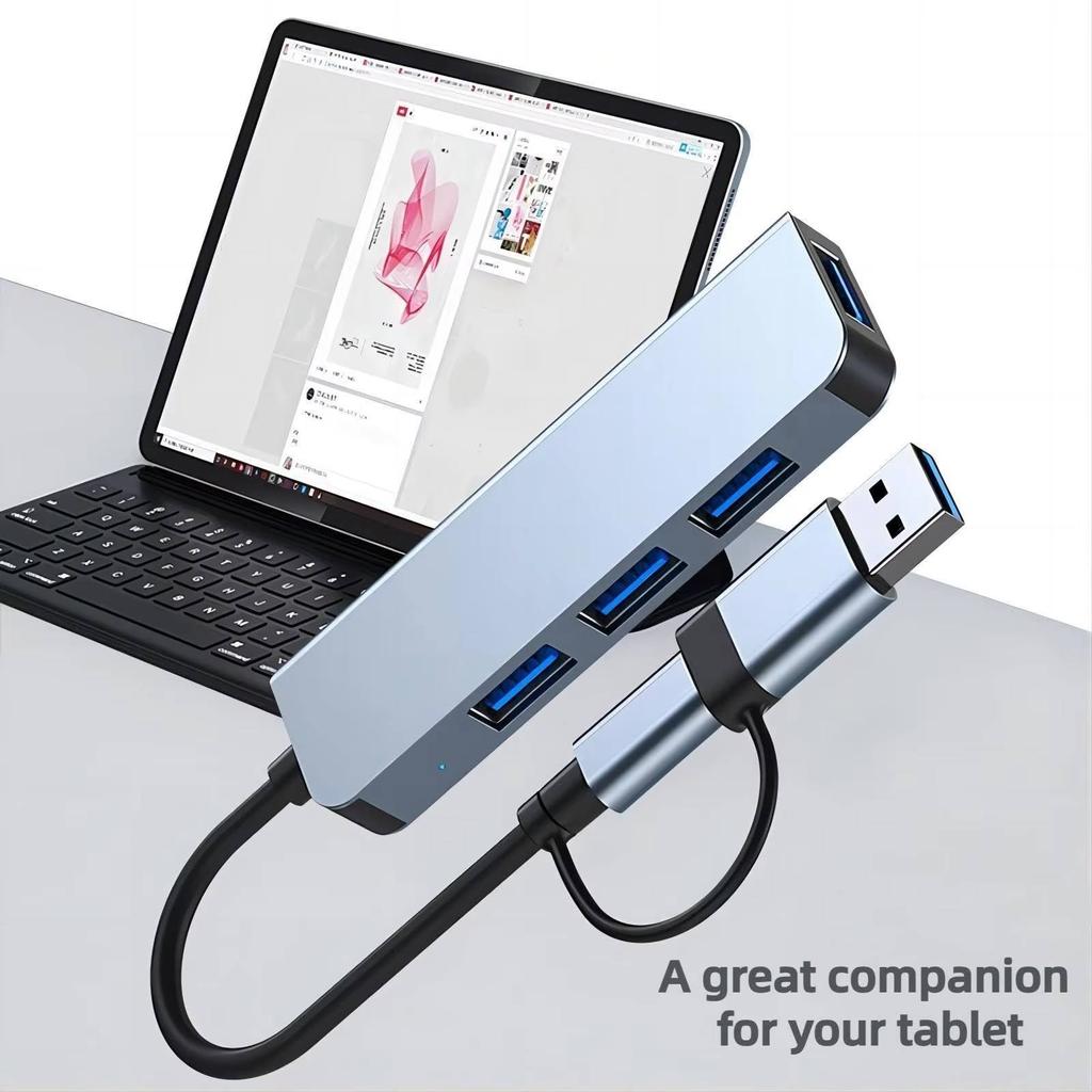 4-in-1 USB C Hub Support USB 3.0 4 Port Adapter for Smart Phone PC Multiport USB Adapter