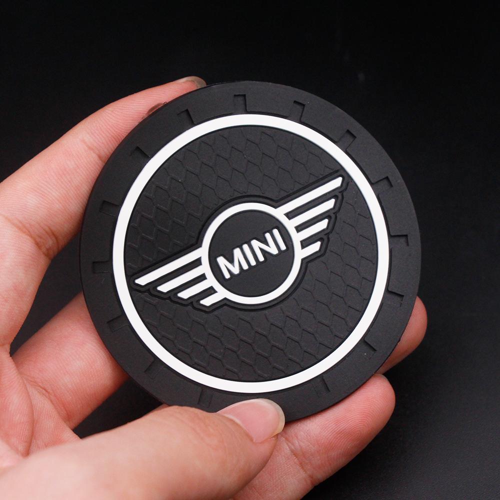 2Pcs Car Silicone Coaster Anti-Slip Water Cup Drink Mat For MINI Cooper JCW WORKS R55 R56 F55 F56 R57 R58 R59 R60 R50