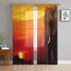 African Animal Elephant Sunrise Tulle Sheer Window Curtains For Living Room The Bedroom Modern Voile Organza Curtains Drapes