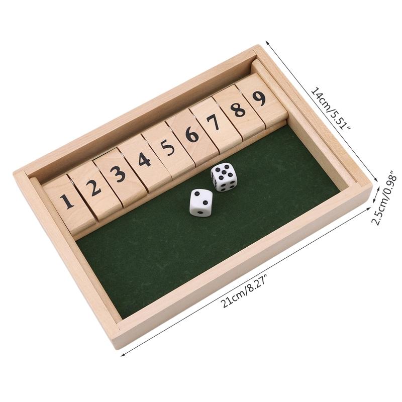 Classic Game Shut the Box Bar Game for W/ 9 Digital Tile 2 Dice for Party Desktop Men Women Interaction Family Gathering