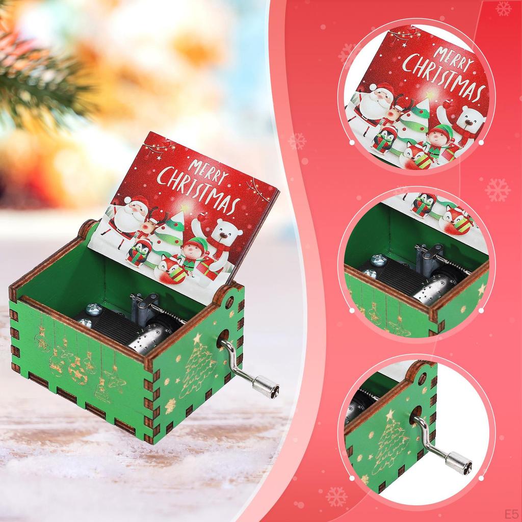 Merry Christmas Music Box Decoration Small Decorative Lightweight Musical Hand Cranked