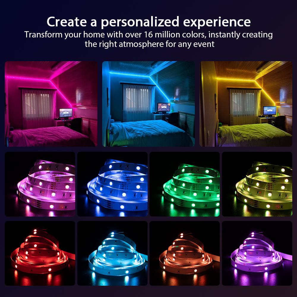 10M 15M LED Strip Lights , Music Sync Color Changing RGB LED Strip Bluetooth, 16millon color, USB powered ,APP+Remote LED Light