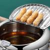 Japanese Tempura Small Stainless Steel Tempura Pan with Thermometer, Lid, and Oil Drip Filter Rack, Suitable for French Fries, Chicken Wings, and Shri