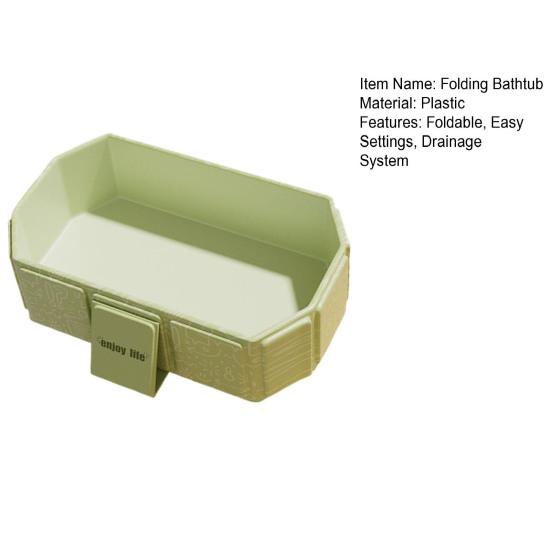 Kids Foldable Baby Bathtub Large Toddler Bath Basin with Drainage System Adjustable Support