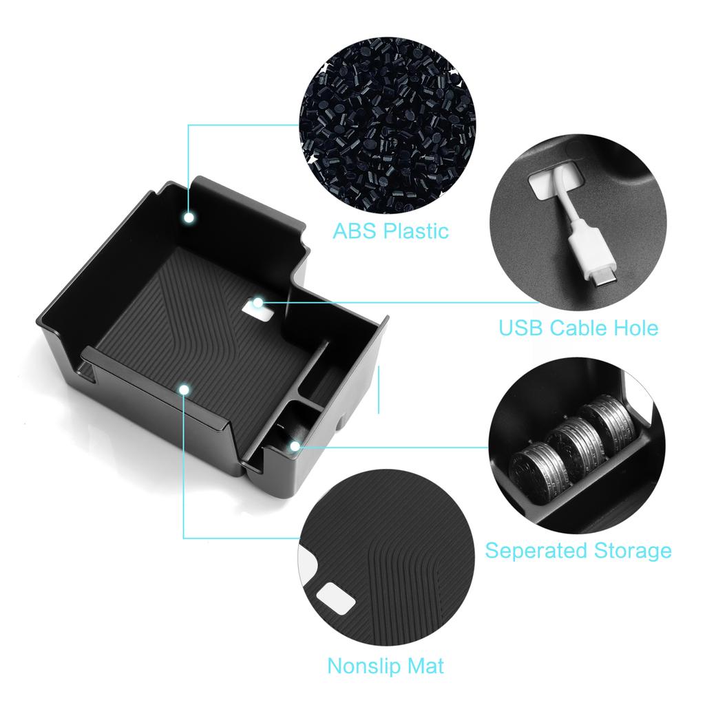 for Kia EV9 2025 2024 Center Console Armrest Storage Box Car Tray Organizers Accessories Tidying Black