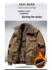 Men's Winter Plus Velvet Warm Cotton Workwear Jacket with Lapel for Cold Protection