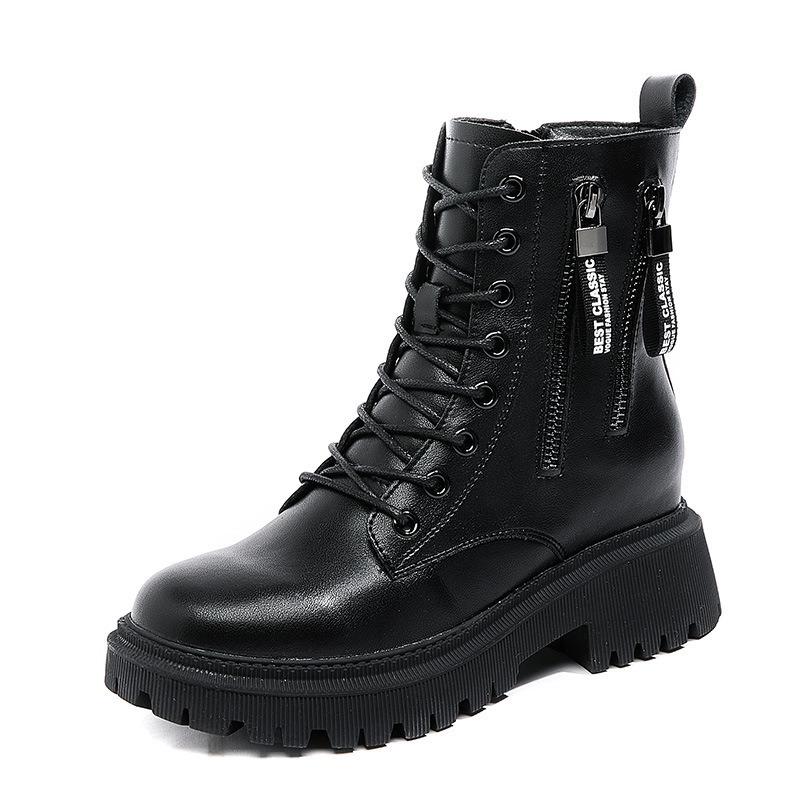 Inner Heightening Martin Boots Women's Shoes New Versatile Thermal Short Boots Autumn and Winter Velvet Snow Boots