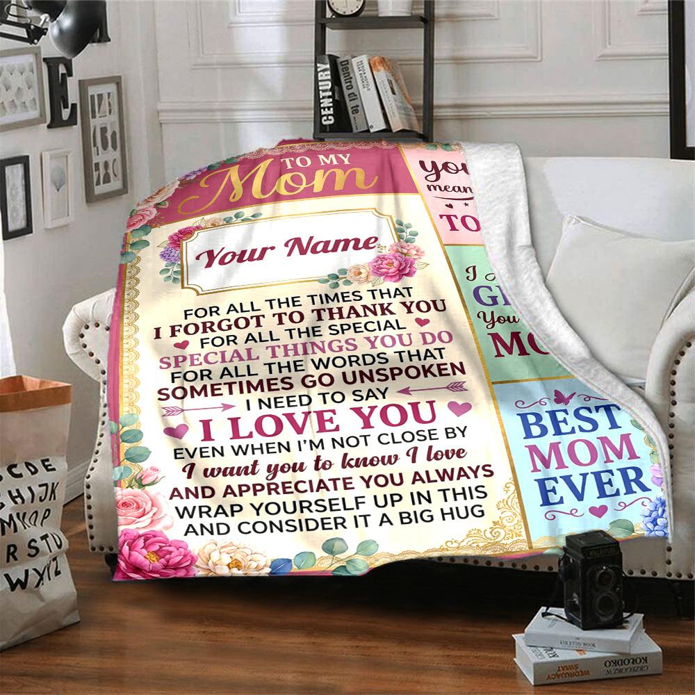 Mom'S Love Appreciation Blanket Warmthful Decor Great For Sofa Couch Office Bed Picnics Four Seasons Multipurpose Digital Print Birthday Christmas