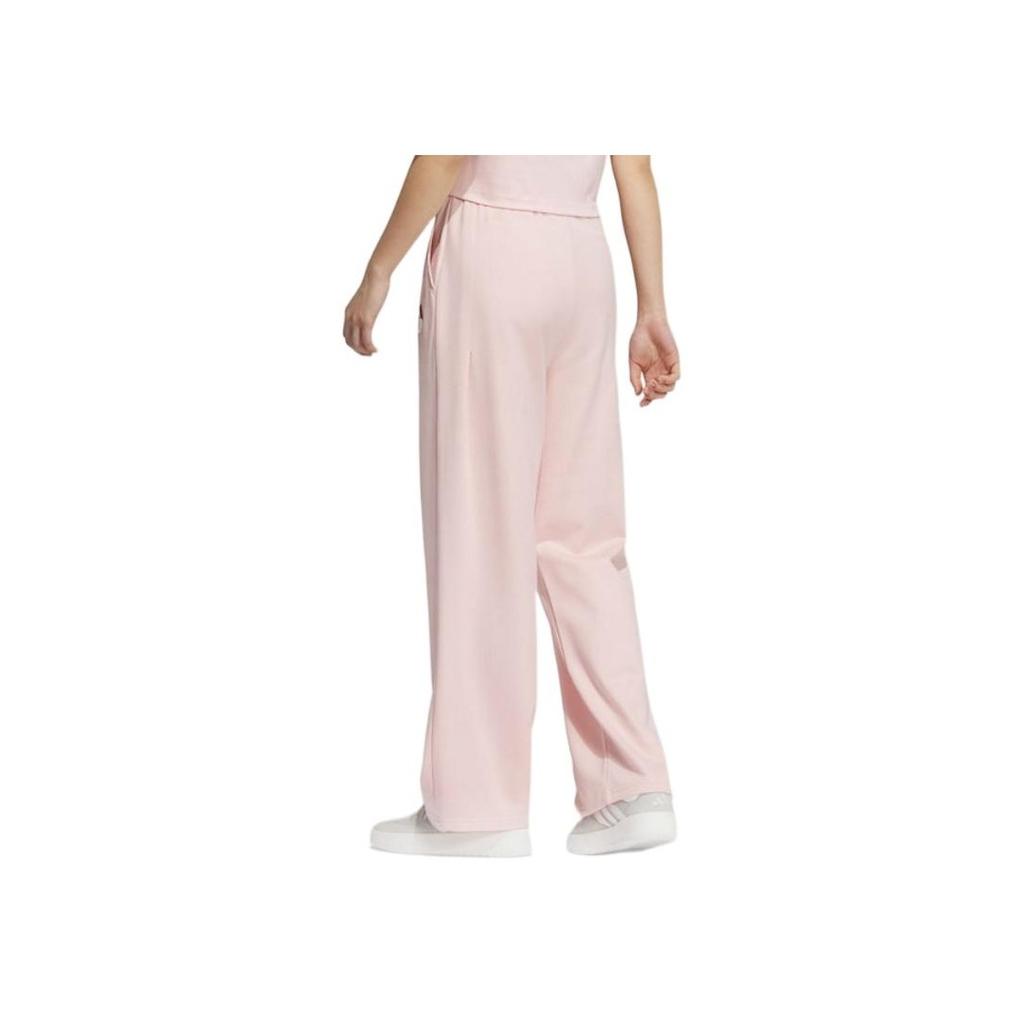Adidas Versatile Slim Fit Lace-Up Straight Leg Breathable Knitted Sports Pants Women Bottoms Pink JZ4158