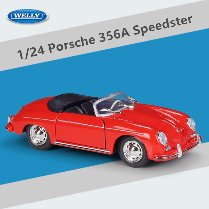 Welly 1/24 Porsche 356A Speedster 1600 Super Alloy Sports Car Model Diecast Metal Racing Car Model Simulation Childrens Toy Gift