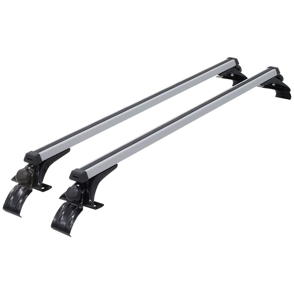 UPstore Roof Racks for Standard and Light Set of Universal Base Gutter Adjustable Carrier Ideal for and Outdoor Activities Cars, Aluminum, 2,