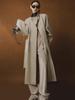 Rongtai Women's Tencel Drapey Trench Coat - Spring 2025 Collection, British Style with Tie-Waist and Stand Collar