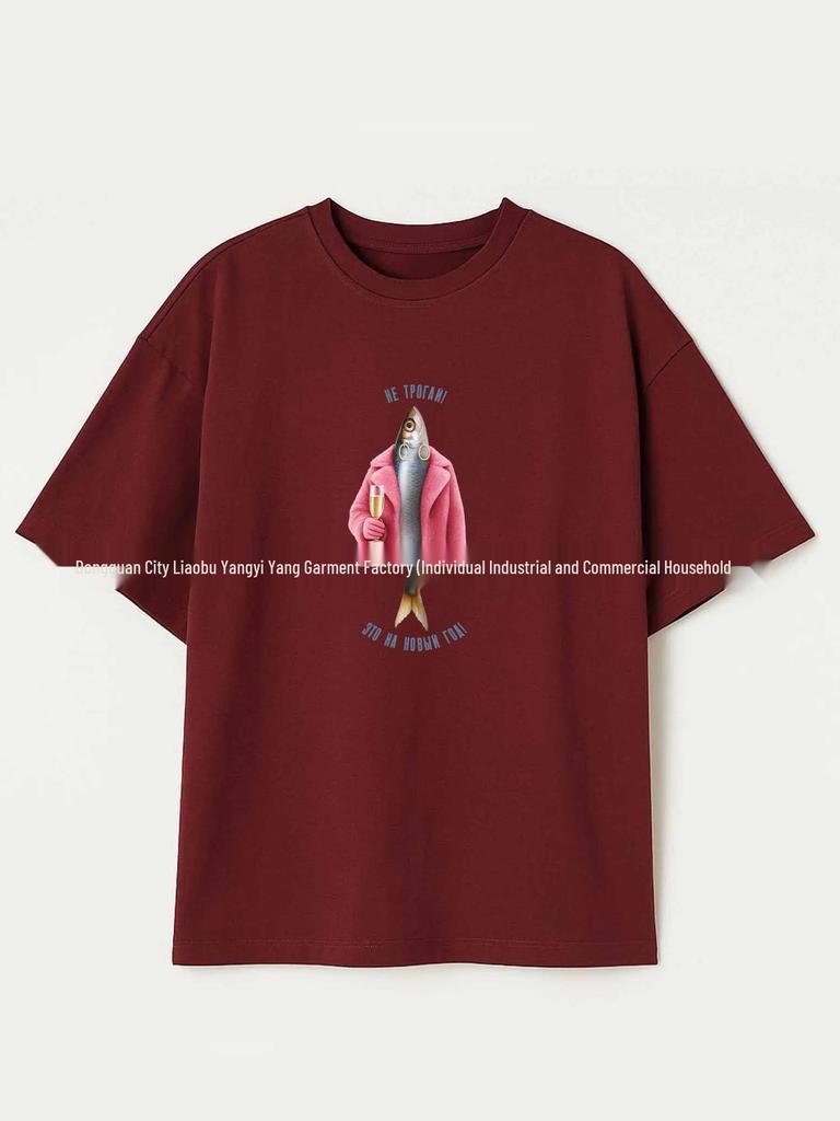 American Retro Salted Fish Fun Print Loose Trendy Outerwear Top