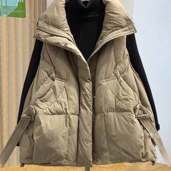 Autumn Winter Women Down Vest Jacket Women Sleeveless Waistcoat Stand Collar Women Cotton Vest Coat Women Waistcoat Top