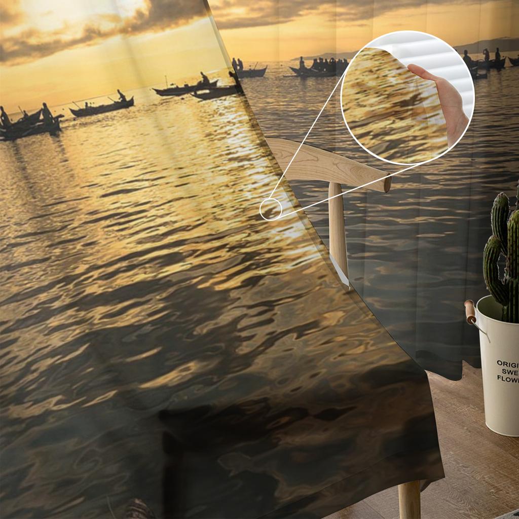 Sheer Curtains For Living Room Sky Sea Evening Nature Children's Bedroom Balcony Large Curtains Kitchen Dining Room Curtains