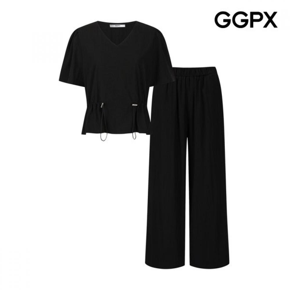 Ggpx Women V Neck String Blouse And Pants Setup Gq6st004f blacks/F