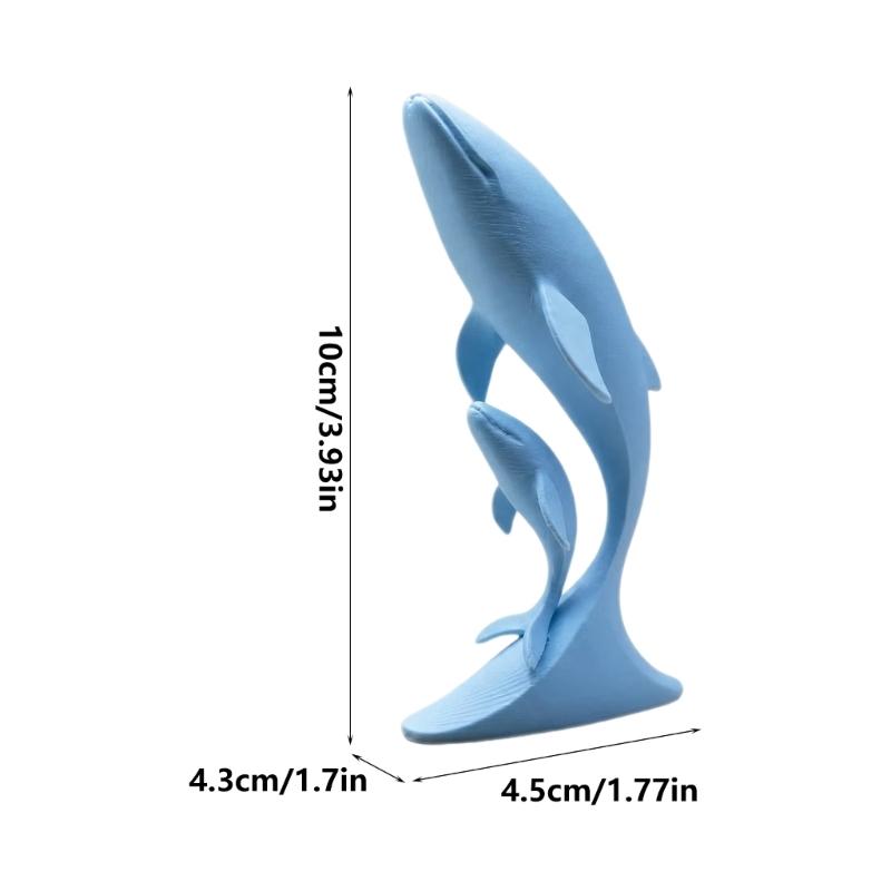 Office Desk Whale Figure Accent, Mother Whale and Calf Sculpture for Shelf Display Entryway Cabinet and Home Ocean Accent