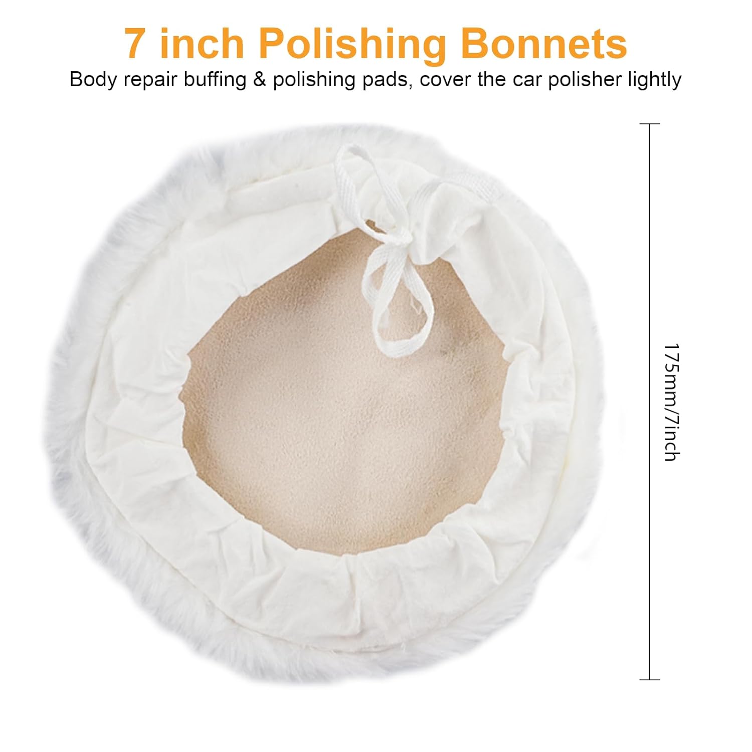 

Linkstyle 6PCS 7 Inch Wool Buffing Pads Kit, Lambs Wool Polishing Bonnet Pads with Drawstring, Drill Buffer Polisher Attachment for Car Detailing,