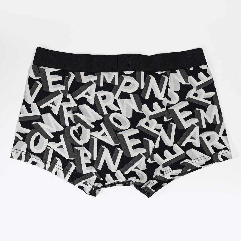 Emporio Armani Boxer Briefs with Logo Size White and EM000232 AF10794 Made in Men's Print, M, Black, FC110, Italy.