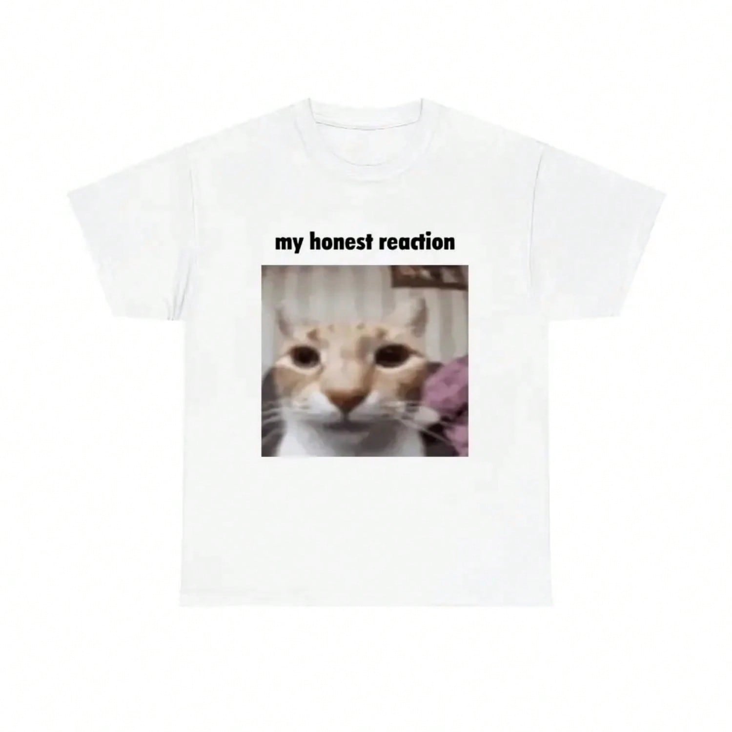 My Honest Reaction T-Shirts Funny Cat Meme T Shirts Wounisex Casual Oversized Short Sleeve Tees Joke Humor Tshirt S разноцветный