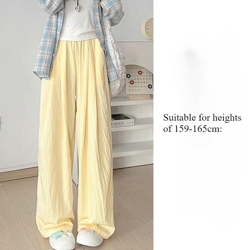 

Женские летние тонкие прохладные брюки с широкими штанинами из ледяного шелка - Свободные повседневные прямые брюки с высокой посадкой, стройнящие, для защиты от солнца 2XL