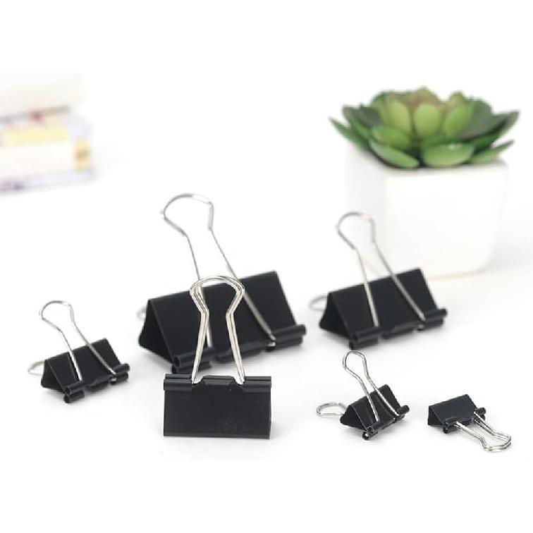 Binder Clips 100 Pack 0.75inch, 19mm Mini Black Office Paper Clip, Foldback Clips Clamp Binder Clips for Office Home Supplies