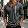 Men's Loose Fit Casual Hoodie Lightweight Pullover with 3/4 Sleeve Drawstring Hooded Shirt for Everyday Wear