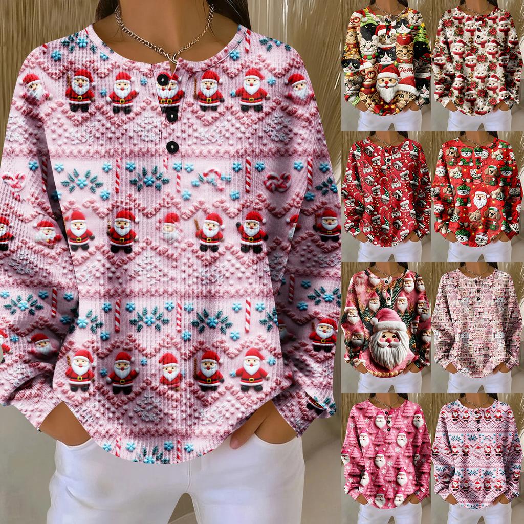 Women's Casual Shirts Long Sleeve Tops Button Up V Neck Loose Knit Fall Favorites For Women