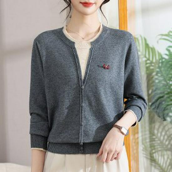 

Mom s Chic Autumn Knit Sweater - New 2026 Style for Middle-Aged & Elderly Women 3XL серый