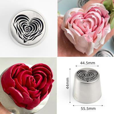 Stainless Steel Xl Heart Rose Flower Pattern  Icing Tip Marshmallow Piping Nozzle Decorating Utensils Baking Cake Tool
