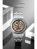 Men's Luxury Stainless Steel Skeleton Mechanical Watch with Large Dial, Fully Automatic Design