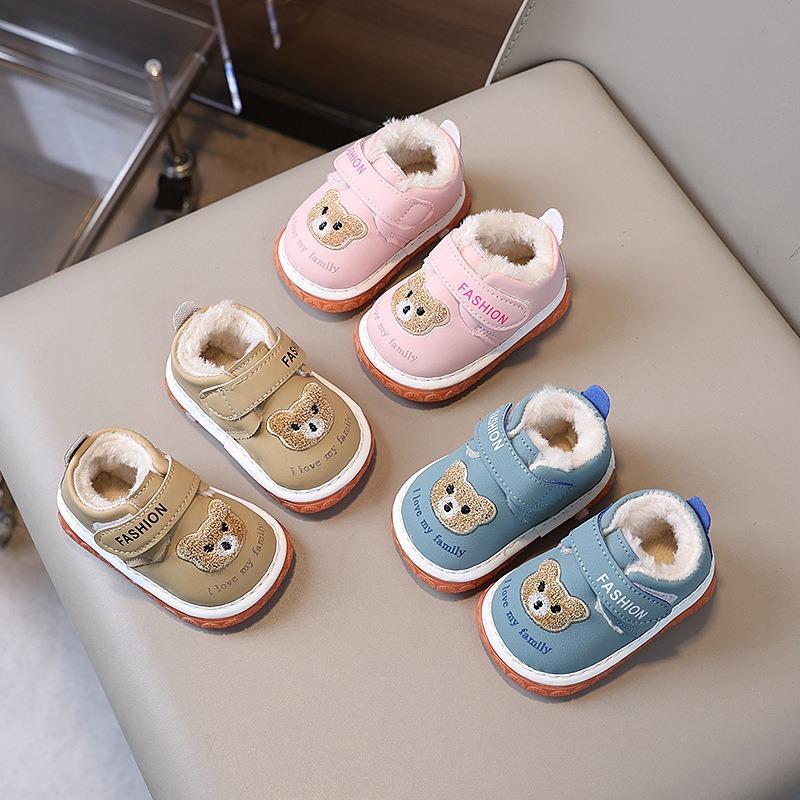 Scarpine da Neonato Squeaky con Fodera in Pile, Stivali Invernali per Bambini e Bambine, Scarpe Morbide per i Primi Passi 0-2 Anni, Grafica a Cartoni Animati
