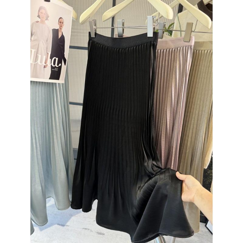 Early Spring New Gentle Wind Design Temperament Fashionable Pleated Skirt Women's Medium and Long Versatile A-shaped Skirt