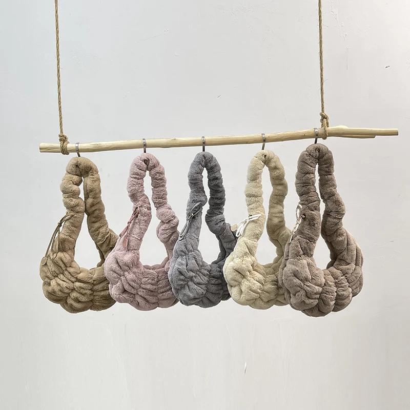 Soft Faux Fur Crossbody Bags for Women 2024 Winter Designer Korean Fashion Handbags New Trend Warm Shoulder Bag