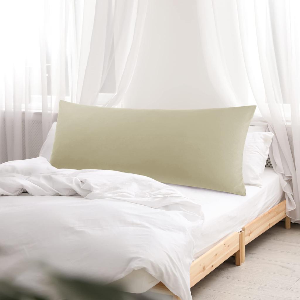 PiccoCasa Body Pillow Long with 1 50x160cm Cover, Microfiber, Plain, Nordic, Life-size, Pillowcase, Zipper, Piece, Khaki,